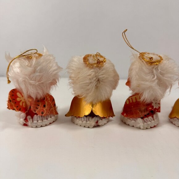 Lot 6 Vintage Christmas Ornaments Kissing Angels Felt Rubber Face - Picture 8 of 16